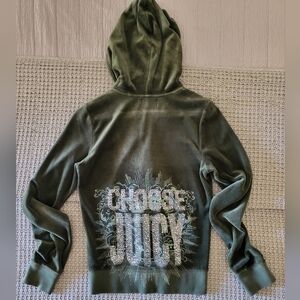 🌻Y2k Velour Green Juicy Couture Hoodie with Rhinestone Design